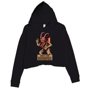 Greetings From The Krampus Evil Frohe Krampus Christmas Demon Crop Fleece Hoodie