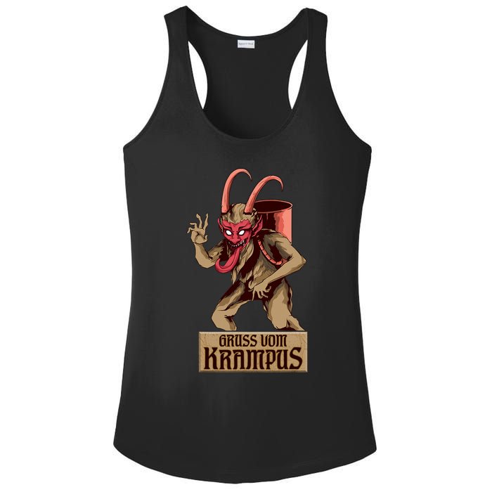 Greetings From The Krampus Evil Frohe Krampus Christmas Demon Ladies PosiCharge Competitor Racerback Tank