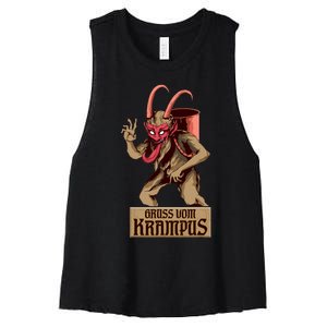 Greetings From The Krampus Evil Frohe Krampus Christmas Demon Women's Racerback Cropped Tank