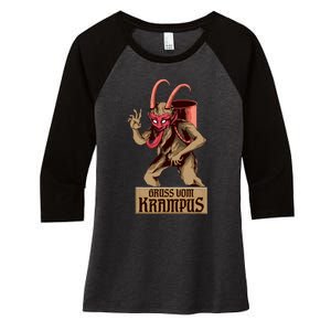 Greetings From The Krampus Evil Frohe Krampus Christmas Demon Women's Tri-Blend 3/4-Sleeve Raglan Shirt