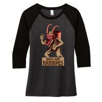 Greetings From The Krampus Evil Frohe Krampus Christmas Demon Women's Tri-Blend 3/4-Sleeve Raglan Shirt