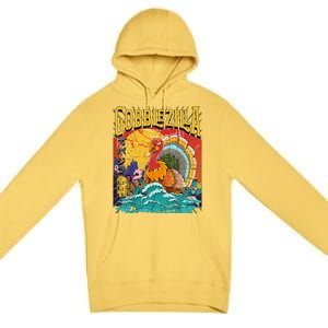 Gobblezila Funny Thanksgiving Monster Movie Spoof Premium Pullover Hoodie