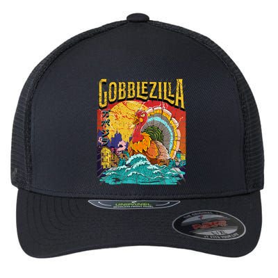 Gobblezila Funny Thanksgiving Monster Movie Spoof Flexfit Unipanel Trucker Cap
