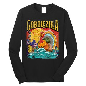 Gobblezila Funny Thanksgiving Monster Movie Spoof Long Sleeve Shirt