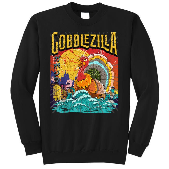 Gobblezila Funny Thanksgiving Monster Movie Spoof Sweatshirt