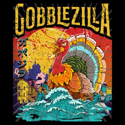 Gobblezila Funny Thanksgiving Monster Movie Spoof T-Shirt