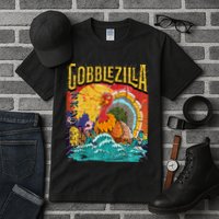 Gobblezila Funny Thanksgiving Monster Movie Spoof Tall T-Shirt