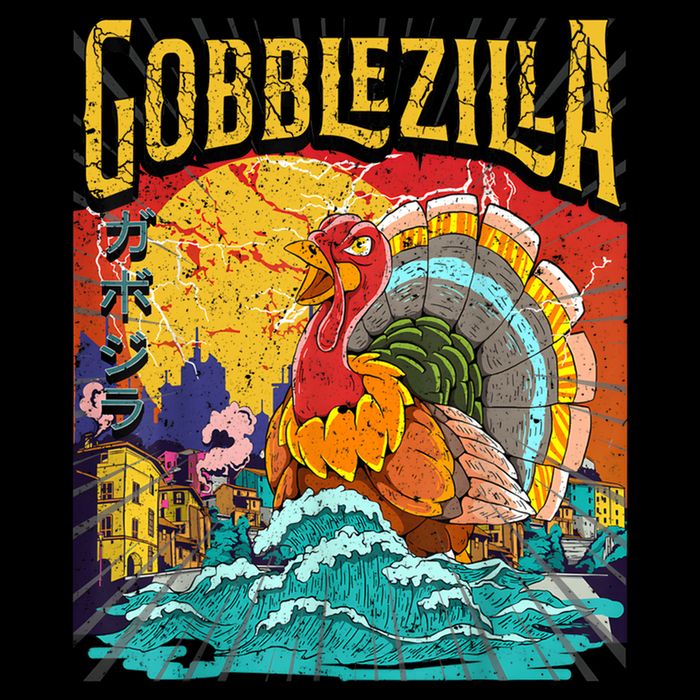 Gobblezila Funny Thanksgiving Monster Movie Spoof Tall T-Shirt