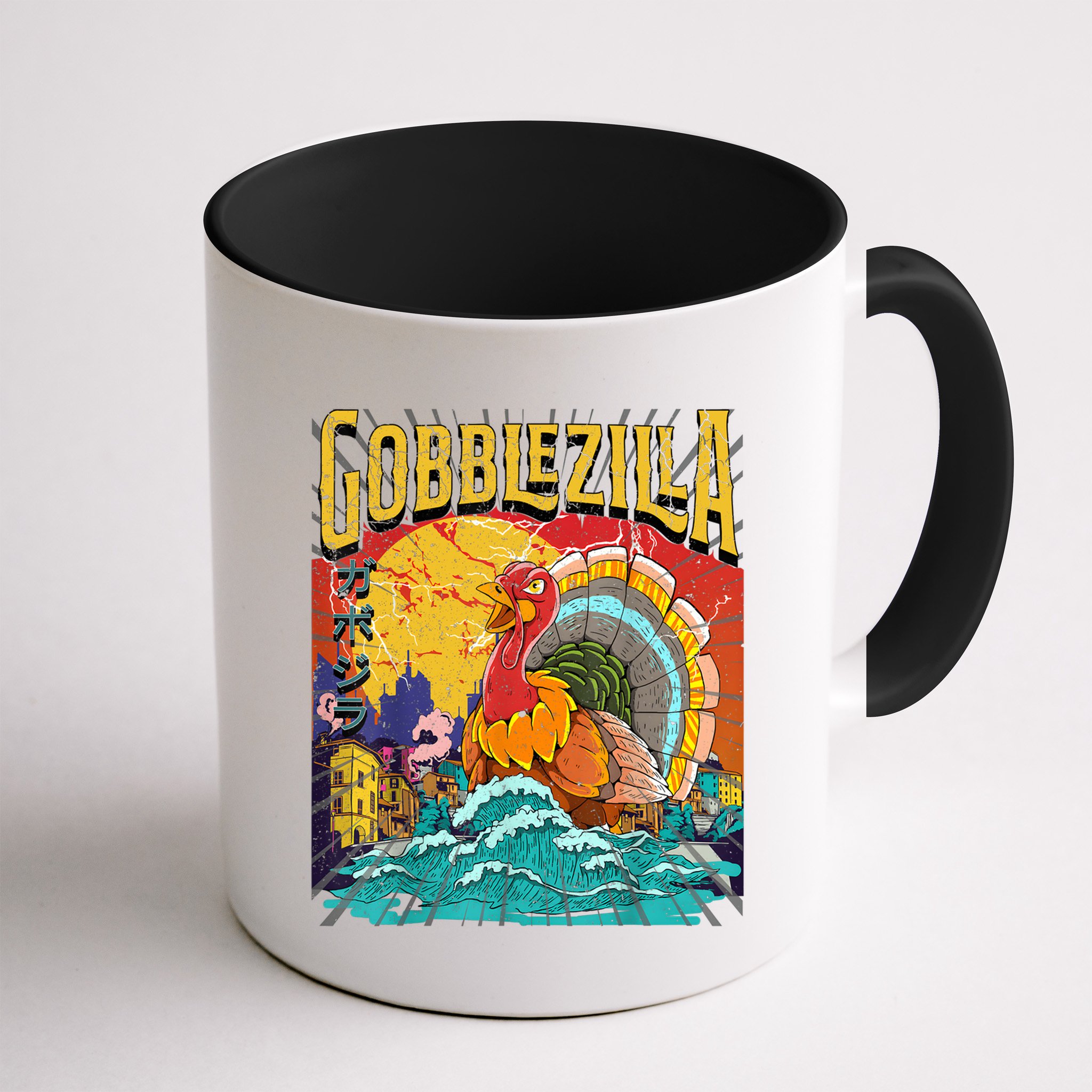 Gobblezila Funny Thanksgiving Monster Movie Spoof Mug