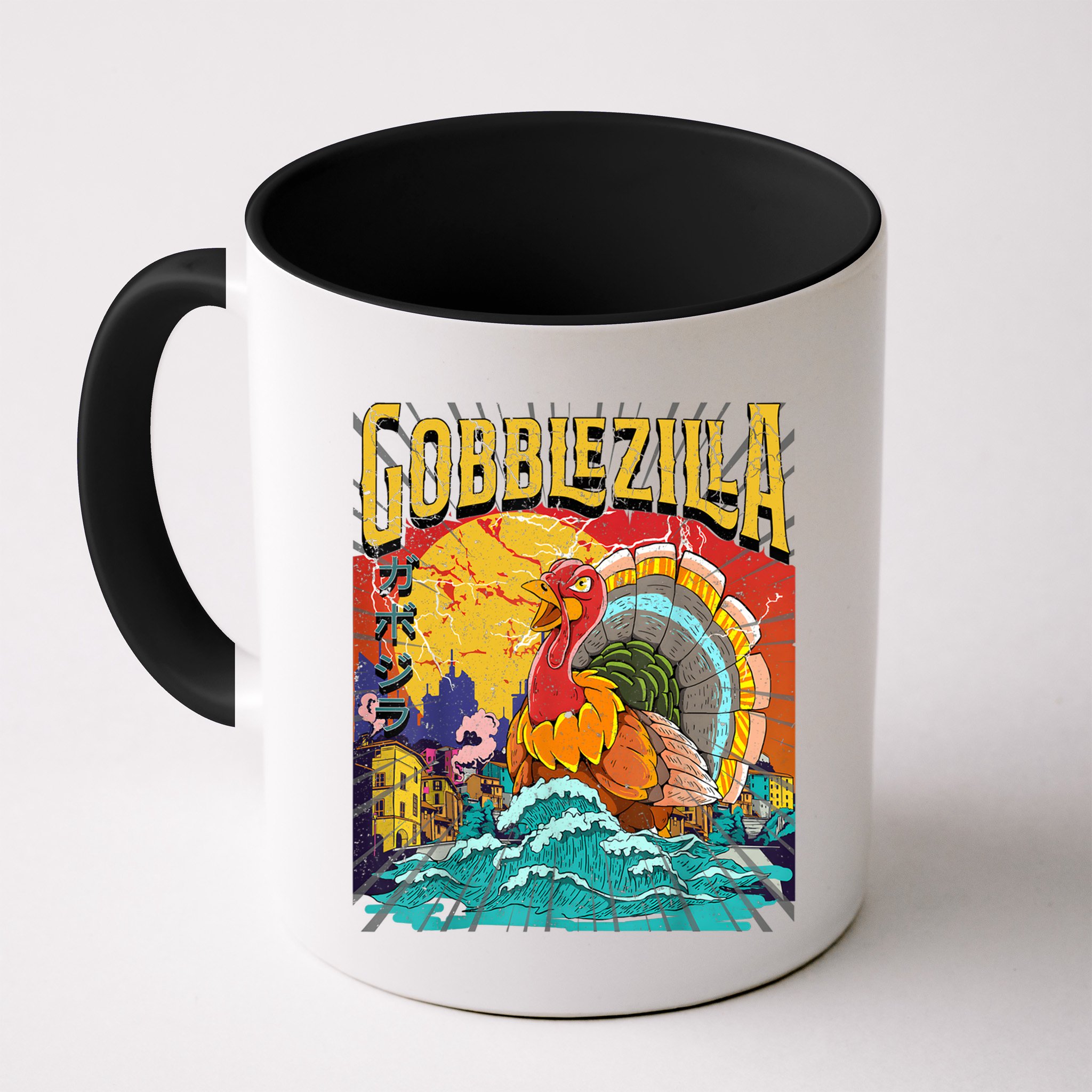 Gobblezila Funny Thanksgiving Monster Movie Spoof Mug