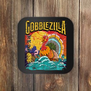 Gobblezila Funny Thanksgiving Monster Movie Spoof Coaster