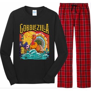 Gobblezila Funny Thanksgiving Monster Movie Spoof Long Sleeve Pajama Set