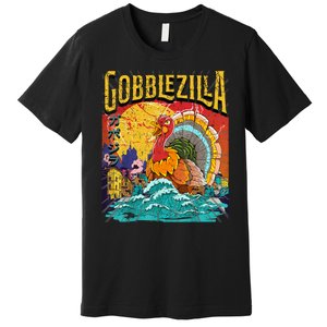 Gobblezila Funny Thanksgiving Monster Movie Spoof Premium T-Shirt