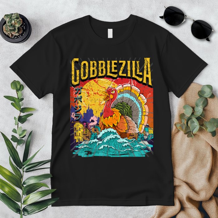 Gobblezila Funny Thanksgiving Monster Movie Spoof Premium T-Shirt
