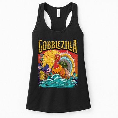 Gobblezila Funny Thanksgiving Monster Movie Spoof Womens Tank Top