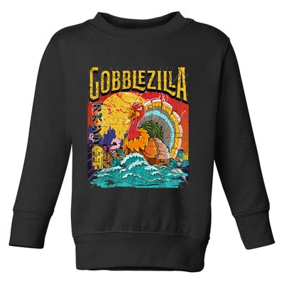 Gobblezila Funny Thanksgiving Monster Movie Spoof Toddler Sweatshirt