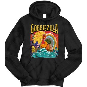 Gobblezila Funny Thanksgiving Monster Movie Spoof Tie Dye Hoodie