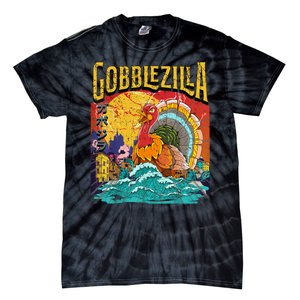 Gobblezila Funny Thanksgiving Monster Movie Spoof Tie-Dye T-Shirt