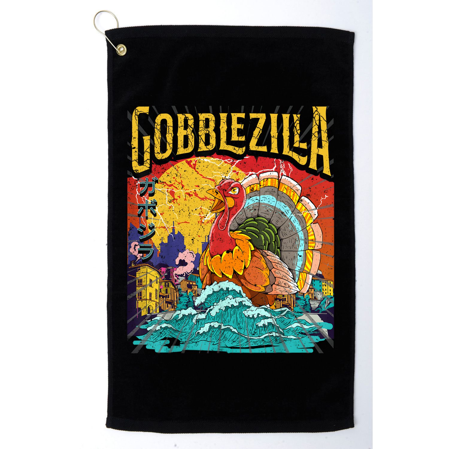 Gobblezila Funny Thanksgiving Monster Movie Spoof Golf Towel
