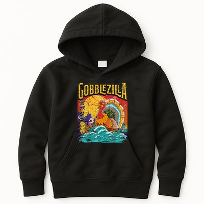 Gobblezila Funny Thanksgiving Monster Movie Spoof Kids Hoodie