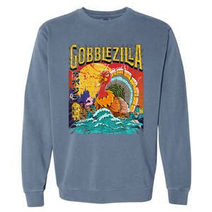 Gobblezila Funny Thanksgiving Monster Movie Spoof Garment-Dyed Sweatshirt