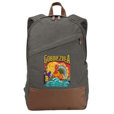 Gobblezila Funny Thanksgiving Monster Movie Spoof Cotton Canvas Backpack