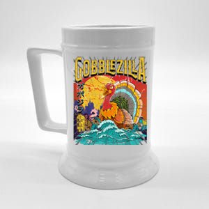 Gobblezila Funny Thanksgiving Monster Movie Spoof Beer Stein