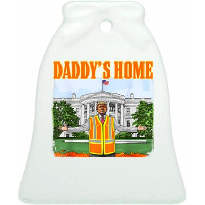 Garbage For Trump Funny DaddyS Home Trump 2024 Ceramic Bell Ornament