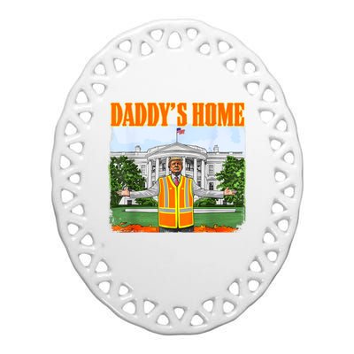 Garbage For Trump Funny DaddyS Home Trump 2024 Ceramic Oval Ornament