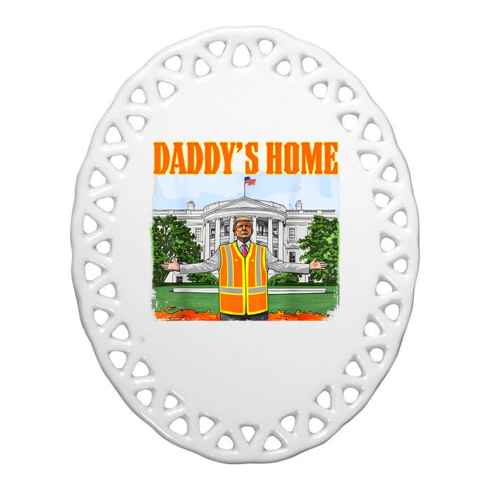 Garbage For Trump Funny DaddyS Home Trump 2024 Ceramic Oval Ornament