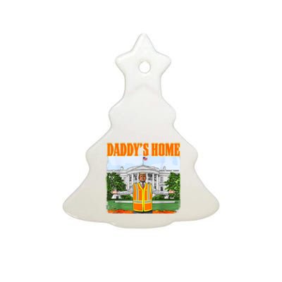 Garbage For Trump Funny DaddyS Home Trump 2024 Ceramic Tree Ornament