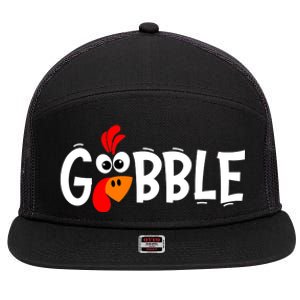 Gobble Funny Turkey Pilgrim Thanksgiving Boys 7 Panel Mesh Trucker Snapback Hat