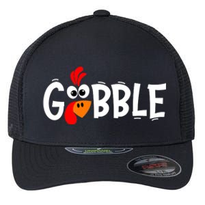 Gobble Funny Turkey Pilgrim Thanksgiving Boys Flexfit Unipanel Trucker Cap