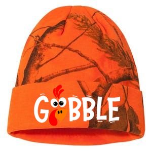 Gobble Funny Turkey Pilgrim Thanksgiving Boys Kati Licensed 12" Camo Beanie