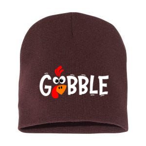 Gobble Funny Turkey Pilgrim Thanksgiving Boys Short Acrylic Beanie