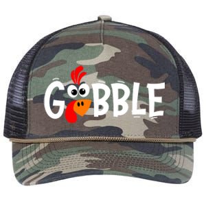 Gobble Funny Turkey Pilgrim Thanksgiving Boys Retro Rope Trucker Hat Cap