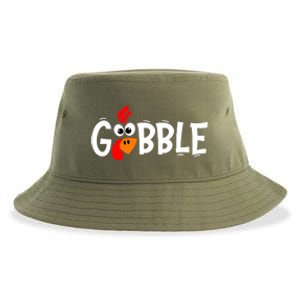 Gobble Funny Turkey Pilgrim Thanksgiving Boys Sustainable Bucket Hat