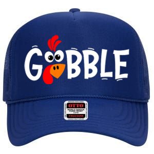 Gobble Funny Turkey Pilgrim Thanksgiving Boys High Crown Mesh Back Trucker Hat