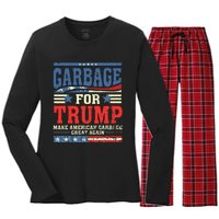 Garbage For Trump Make American Garbage Great Again Women's Long Sleeve Flannel Pajama Set 