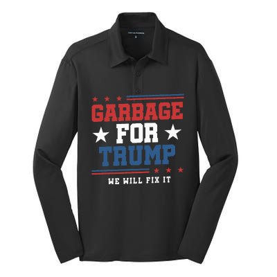 Garbage For Trump Silk Touch Performance Long Sleeve Polo