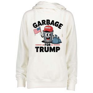 Garbage For Trump Proud Maga Garbage Trump Supporter Womens Funnel Neck Pullover Hood