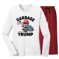 Garbage For Trump Proud Maga Garbage Trump Supporter Women's Long Sleeve Flannel Pajama Set 