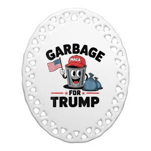 Garbage For Trump Proud Maga Garbage Trump Supporter Ceramic Oval Ornament