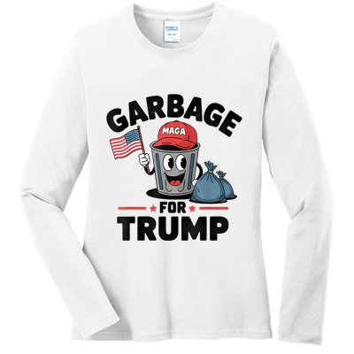 Garbage For Trump Proud Maga Garbage Trump Supporter Ladies Long Sleeve Shirt