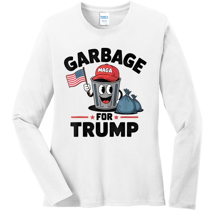 Garbage For Trump Proud Maga Garbage Trump Supporter Ladies Long Sleeve Shirt