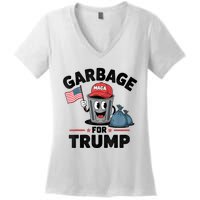 Garbage For Trump Proud Maga Garbage Trump Supporter Women's V-Neck T-Shirt