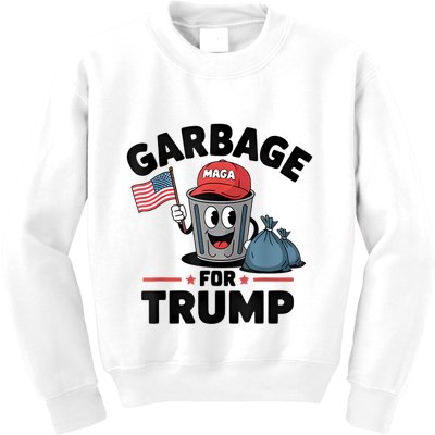 Garbage For Trump Proud Maga Garbage Trump Supporter Kids Sweatshirt