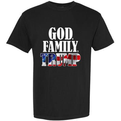 God Family Trump Christian Supporter Voter Gift America Flag Garment-Dyed Heavyweight T-Shirt