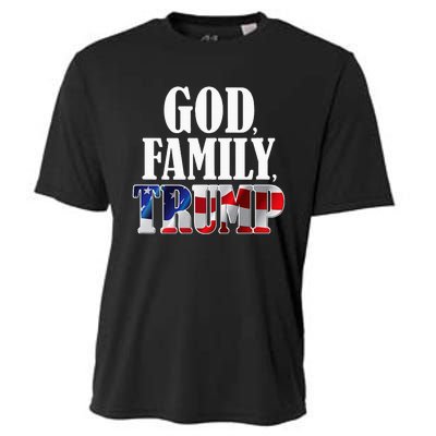 God Family Trump Christian Supporter Voter Gift America Flag Cooling Performance Crew T-Shirt