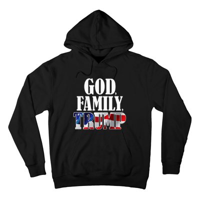 God Family Trump Christian Supporter Voter Gift America Flag Hoodie